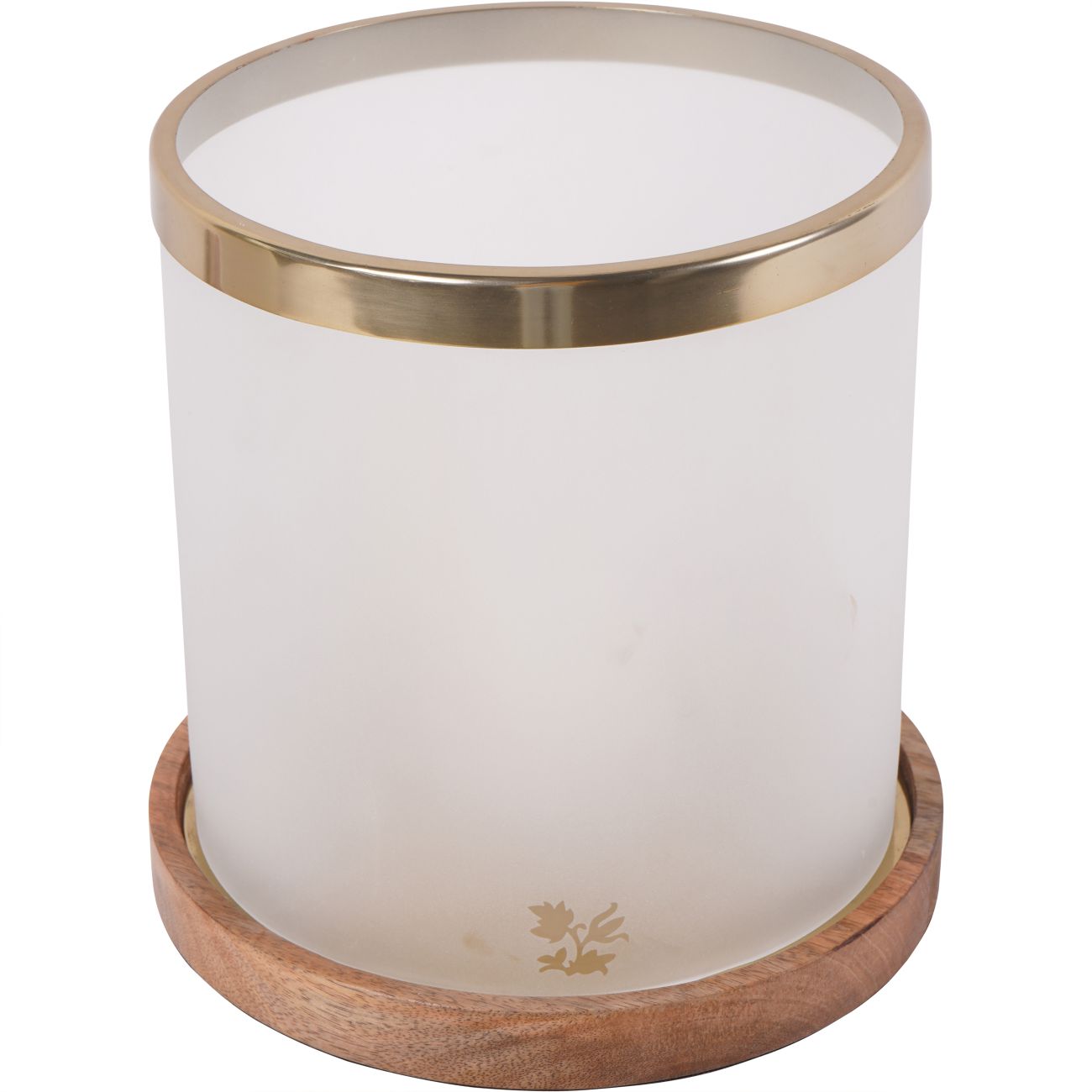 Laura Ashley Gold & Frosted Glass Hurricane Candle Holder